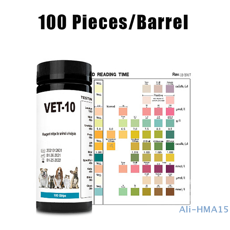 100PCS 10-Parameter Cat & Dog  - огляд і ціна Urinalysis Reagent Strip